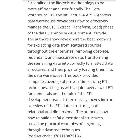 Kimball Data Warehouse Toolkit Classics Tutorials How To EUC 9781118875186 - Picture 8 of 12